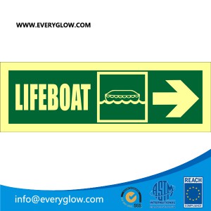 Lifeboat with arrow diagonally down left