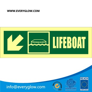 Lifeboat with arrow diagonally down left real