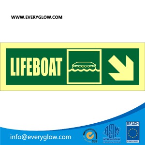 Lifeboat with arrow diagonally down right