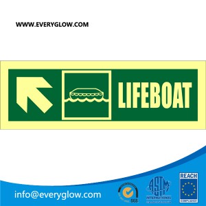 Lifeboat with arrow diagonally up left