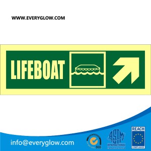 Lifeboat with arrow diagonally up right