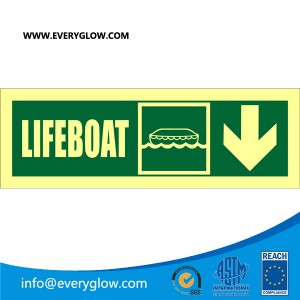 Lifeboat with arrow down on right