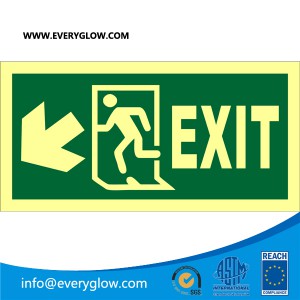 Lower case Exit with arrow diagonally down left