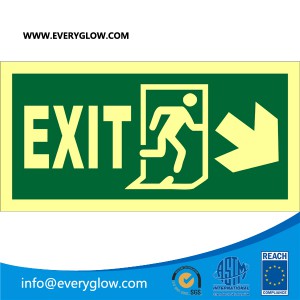 Lower case Exit with arrow diagonally down right