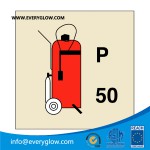 wheeled fire extinguisher safety sign